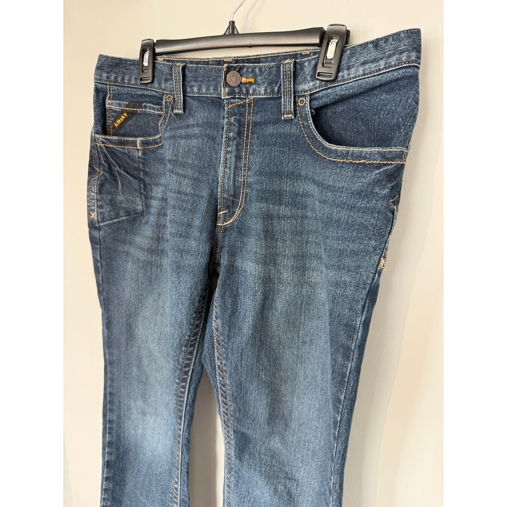 Ariat Rebar M4 Relaxed Boot Cut Jeans Mens 34x32 Medium Wash Blue Denim